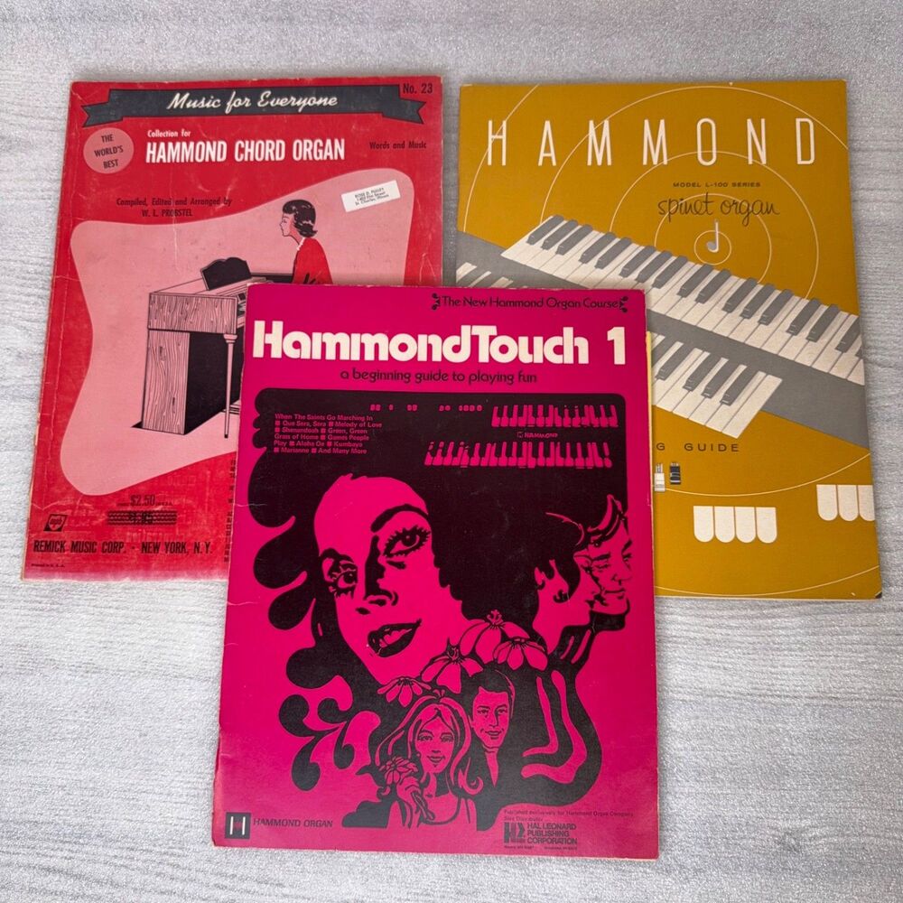 Hammond L-100 Spinet Organ Owner's Playing Guide + Hammond Touch 1 + Music for E